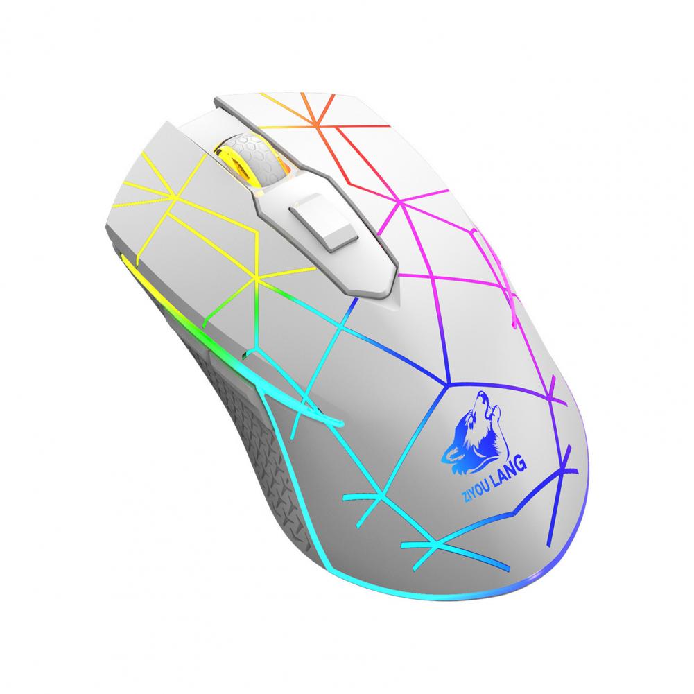 Desk Mouse Ergonomic Computer Mouse 6 Buttons Wide Application High 2.4G USB Charging Mechanical Gaming Mouse:  White