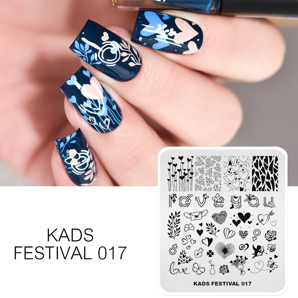 Kads negle stempel plader valentinsdag festival 017 hjerte bi nail art stempling skabelon gør det selv manicure værktøjer negle stencil