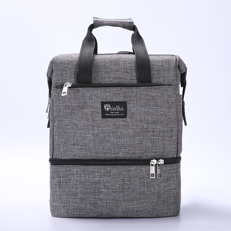 Mochila aislante para comida de bebé, bolsas térmicas calientes para botella de leche infantil de gran capacidad, Color sólido, a la , MBG0458: Gray