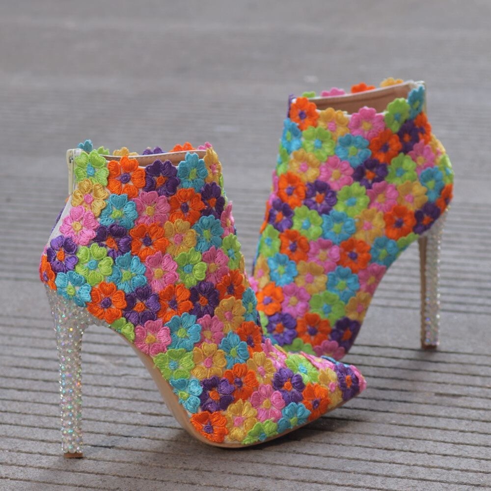 , zapatos de boda de , botines para mujer, invierno, tacones súper finos, 11CM, cremallera, flor, perla, puntiagudos, bota para mujer