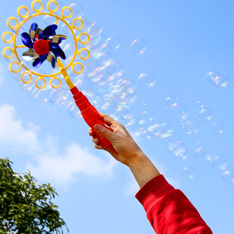 Bubble Wand Speelgoed Kinderen Buiten Spelen Speelgoed Twee-In-een Bubble Stok Windmolen Magic Draagbare Bubble Stickchildren