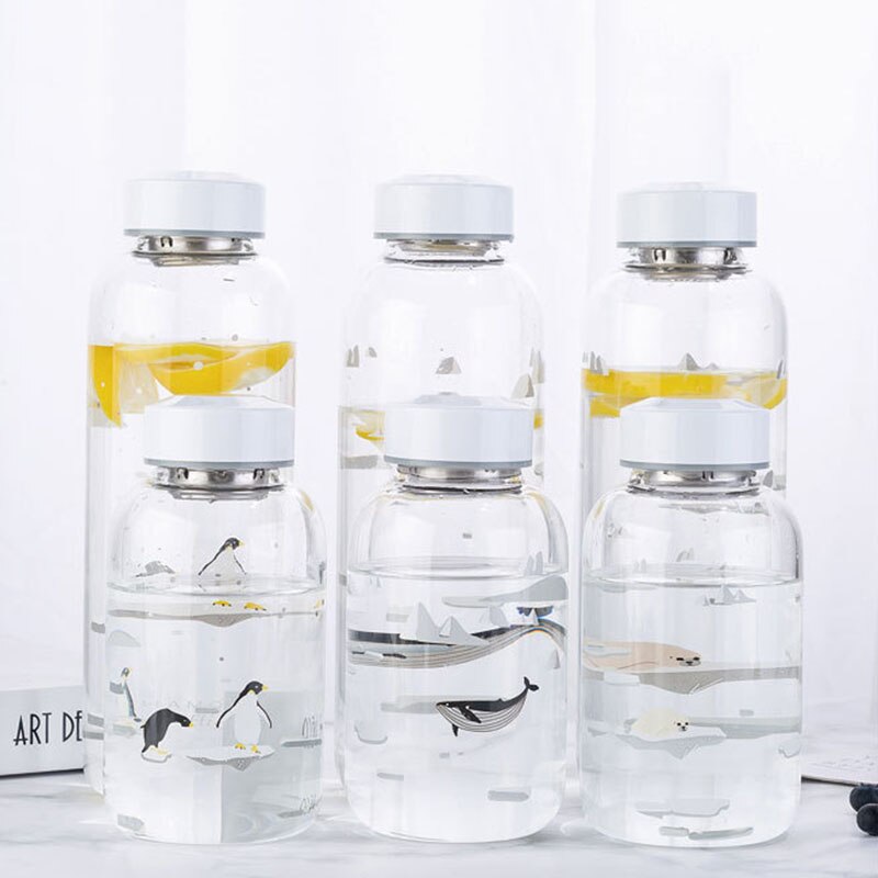 1000ml glazen waterflessen met filter, oceaan walvis zeehond met hoes, sportflessen, kampeerfles, tour drinkgerei borstel