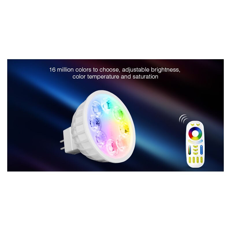 Miboxer AC/DC12V LED Bulb MR16 4W Lamp Light Dimmable RGB + Warm White + White (RGB+CCT) Spotlight Indoor Decoration