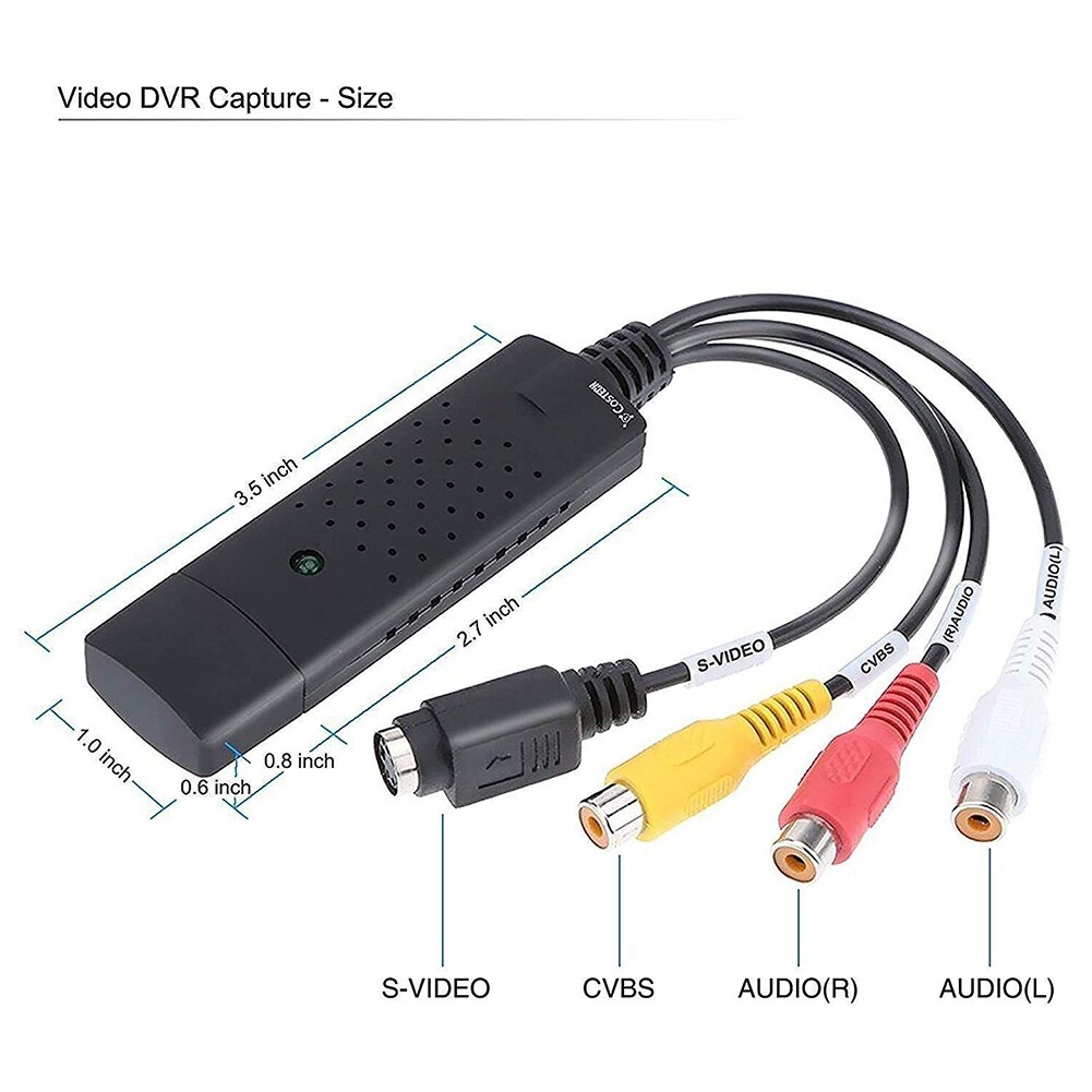1 Channel VCR VHS TV to DVD Converter Video Audio Adapter Video Tuner Box Grabber Compatible USB 2.0 Capture Card