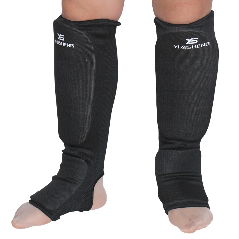 GINGPAI młodzieży/dorosłych MMA boks legginsy Muay Thai Sanda podbicie szkolenia kostki ochronny sprzęt mężczyźni kobiety MMA stóp ochraniacz na łydki: ys black / L