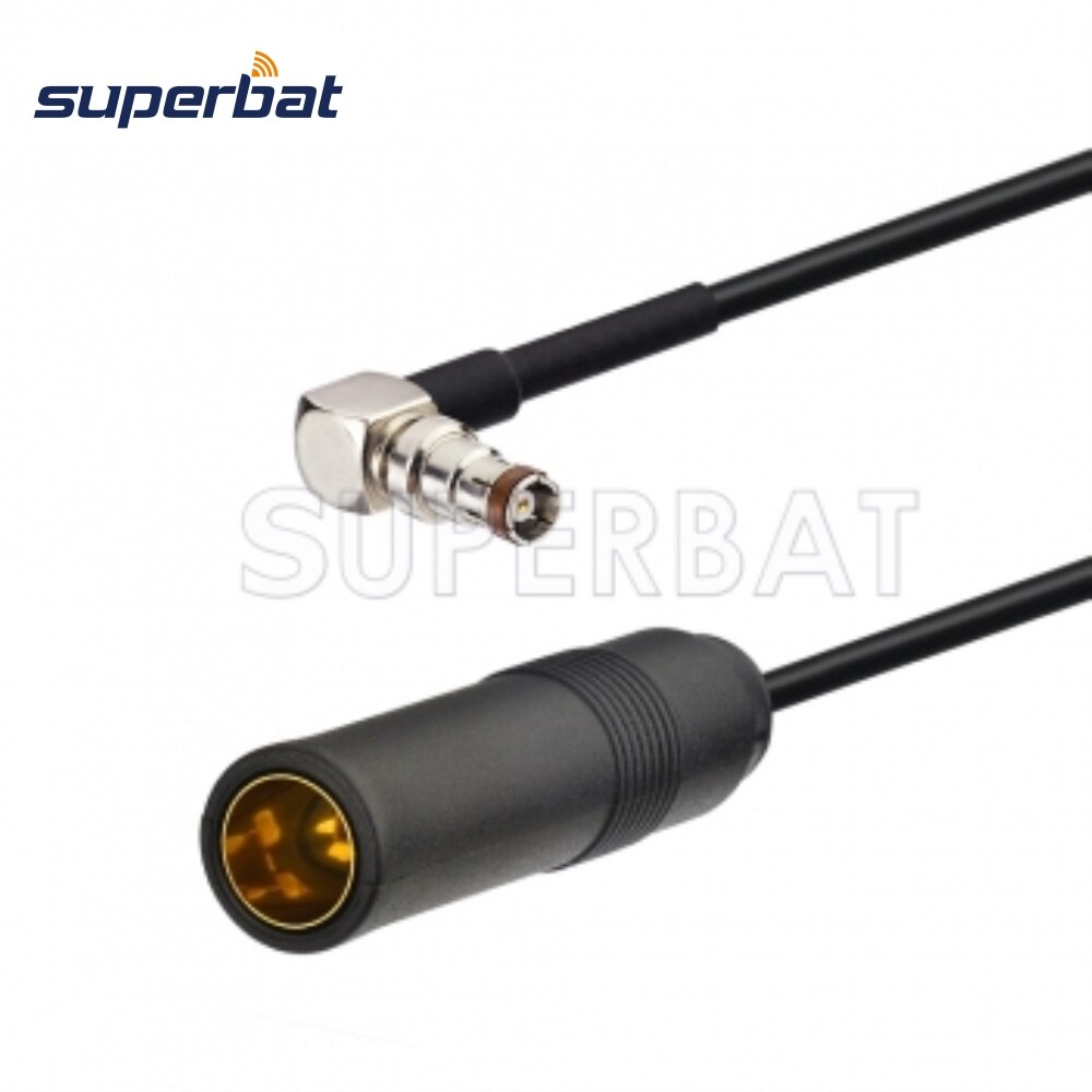 Superbat-Extensión de antena de Radio FM/AM DAB para coche, Cable Coaxial RG174 de 1M, Cable DIN 41585, conector a SMB hembra, ángulo recto