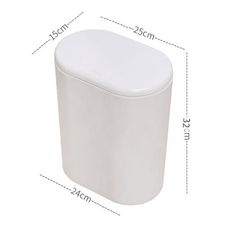 Plastic Narrow Type Kitchen Trash Can Toilet Press Type Waste Bin Dustbin Bathroom Trash Bin Basket Garbage Bucket White