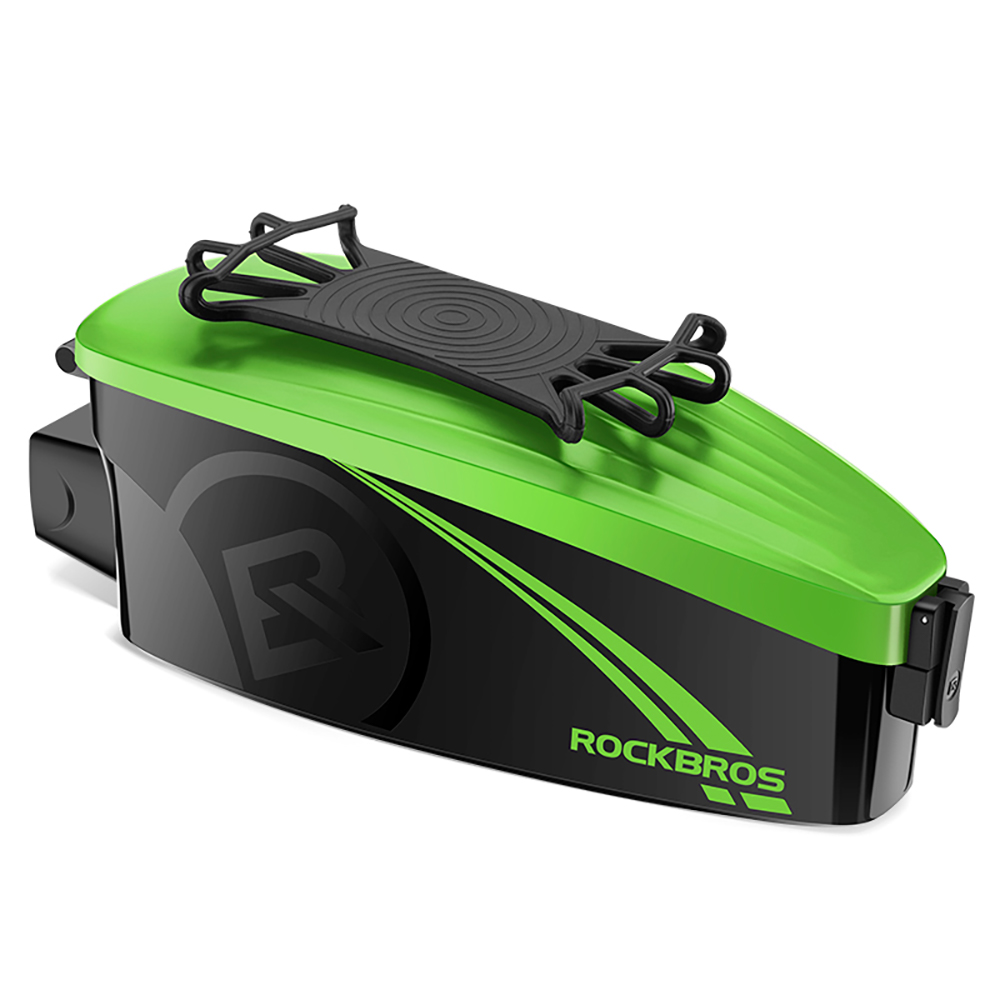 ROCKBROS Fahrrad-Handytasche, Regenschutz, Fahrrad-Handyhalter, Tasche, wasserdichte Fahrradtasche, vordere Balkentasche, Hartschalen-Oberrohrtasche: Grün