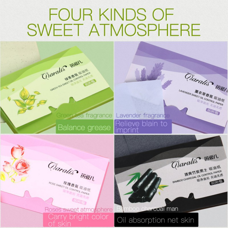 80 stks Facial Absorberend Papier Olie Absorberende Vel Gezicht Verfrissende Olie Blotting Sheets
