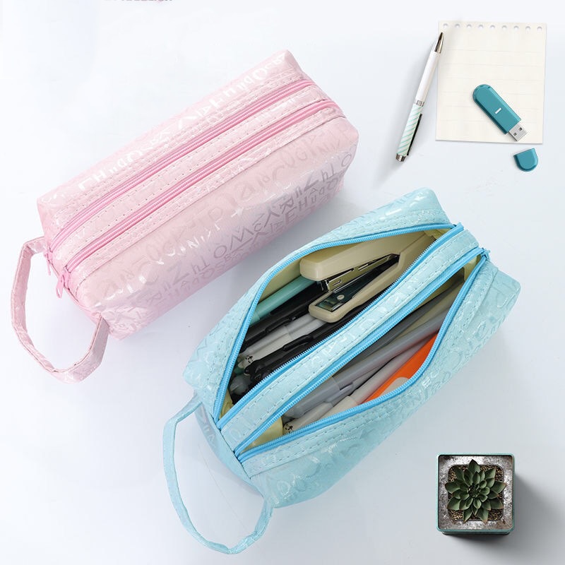 Double Layer Pencil Case Letter Trousse Scolaire Large Capacity Estuche Escolar Multifunction Piornik Szkolny School Pencil Case