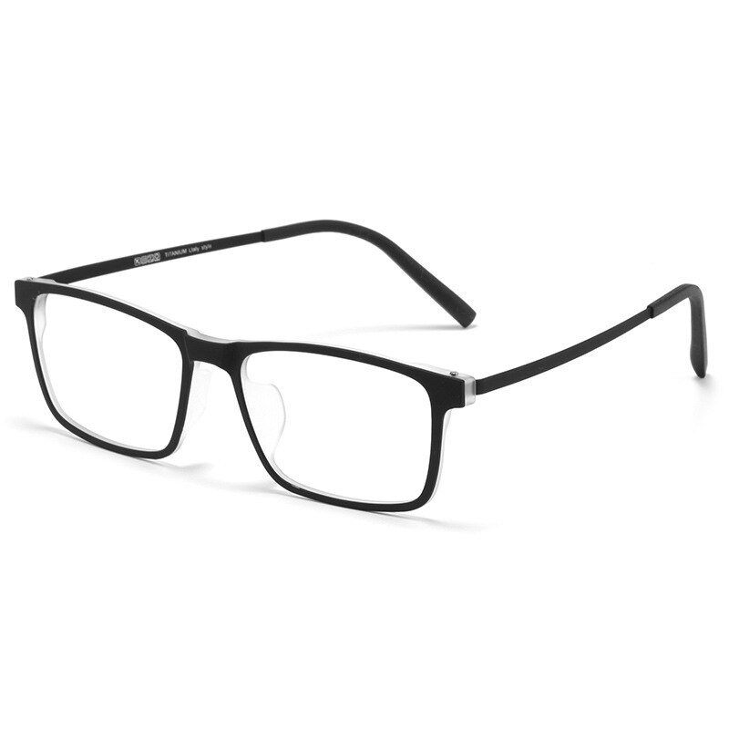 #39 mænds og kvinders ultra #39 lette firkantede brillestel i ren titanium nærsynethed astigmatisme receptpligtige briller stel  k8866: Sort gennemsigtig