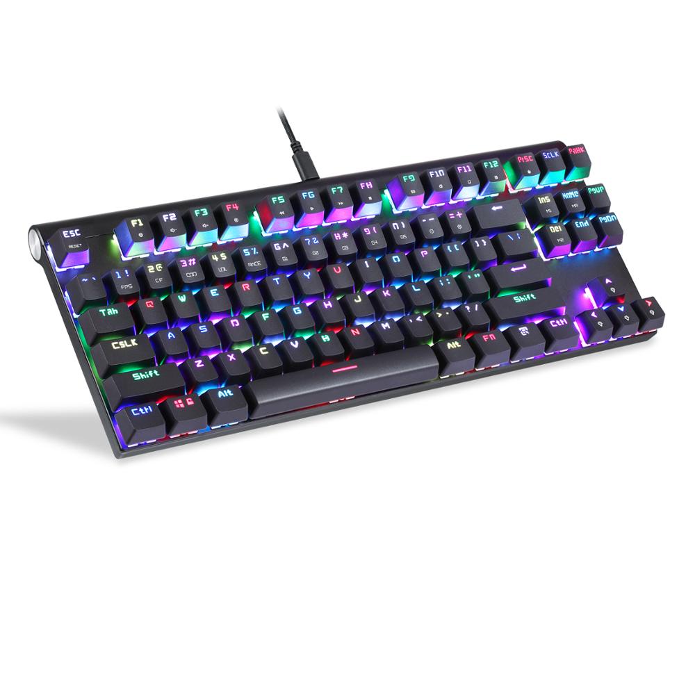 Original Motospeed CK101 Wired Mechanical Keyboard Metal 87 Keys RGB Blue Red Switch Gaming LED Backlit Anti-Ghosting for Gamer
