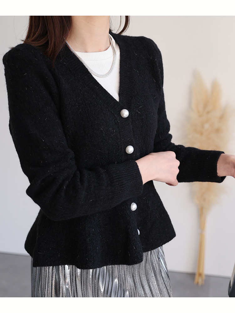 Giacca pelosa a maniche lunghe con scollo a V Cappotto da donna in pelliccia sintetica Shearling Vita sottile Bottoni eleganti Autunno Inverno Cappotto nero Moda coreana: nero