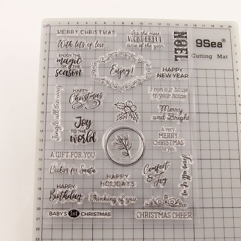 Foglio di timbro trasparente in silicone trasparente di auguri inglese di capodanno per album di scrapbooking timbro di gomma con decorazione artigianale fai-da-te