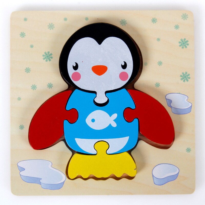 Creativo Per Bambini Puzzle di Legno Prima Infanzia Giocattoli Educativi 3d Puzzle Di Sviluppo di Intelligenza del Giocattolo: penguin