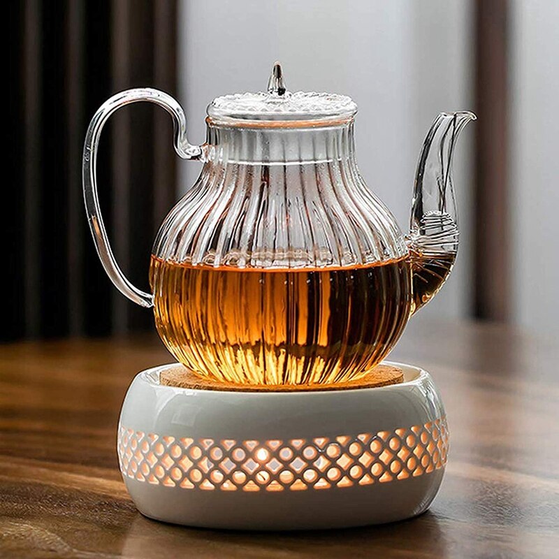 Chauffe-théière en céramique, chauffant avec coussin en liège, parfait pour les théières en verre et en céramique