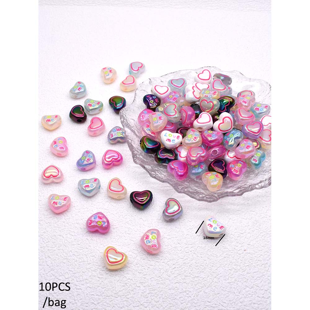 4/10pcs/bag Acrylic Beads Heart Star Flower Beads Color Painting Loose Spacer Beads for Jewelry Making DIY Phone Chain Bead Pen: GRAY