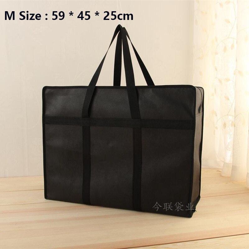 Oversized woven bag moving bag Oxford cloth luggage packing bag waterproof storage snakeskin bag thick non-woven bag: black M