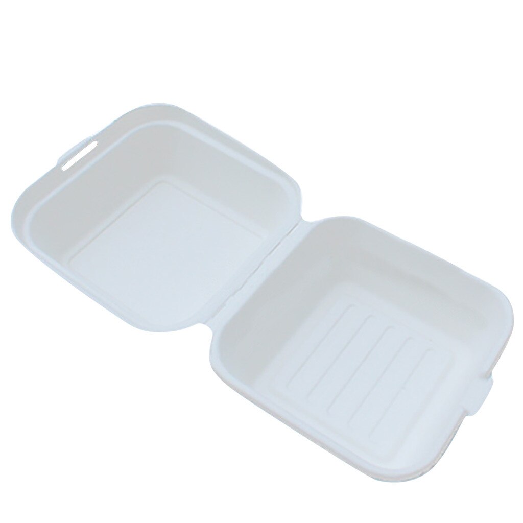 10 Stuks Wegwerp Bento Box Milieuvriendelijke Lunchbox Voedsel Container Natuurlijke Suikerriet Pulp Servies Lunchbox Voor Kantoor Cake: WHITE