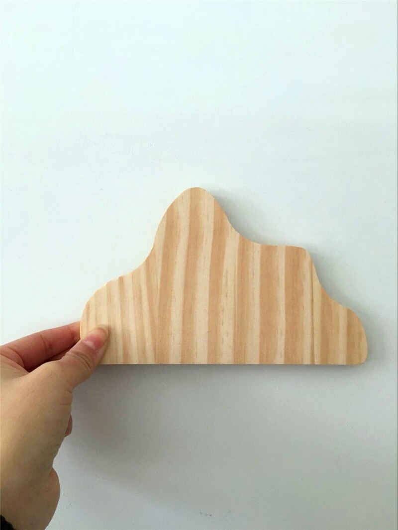 Nordic INS Wooden Star Moon Newborn Baby Kids Tent BedRoom Decor Accessory Wall Hanging Photography Props With 3M Stickers: cloud
