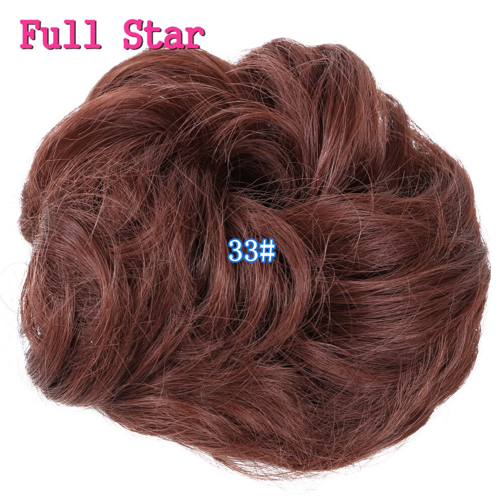 Full Star Synthetic Wrap Curly Messy Hair Bun Chignon Synthetic Hair Donuts Hairpiece For Women Curly Elastic Updo Scrunchy: NC/4HL