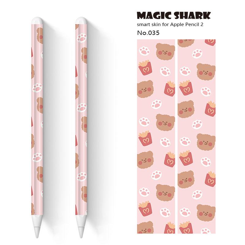 Tubarão mágico 2 pçs/lote bonito crayon shinchan panda urso toque caneta stylus adesivo película de pele papel protetor para apple lápis 2: 035