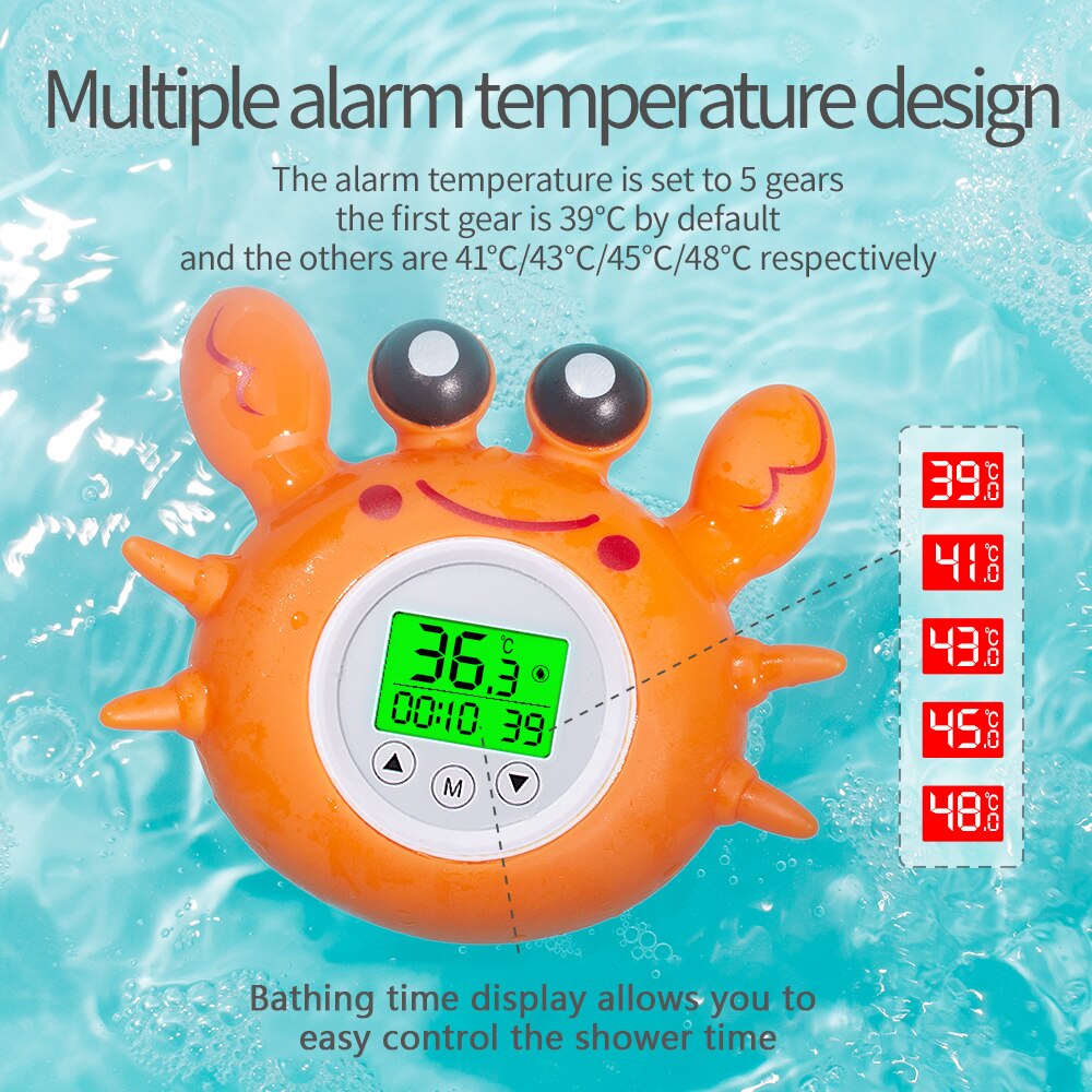 Water Thermometer Bath Thermometer with Room Temperature Tri-color Backlit Display Floating Bath Toy Bathtub Safety Temperature