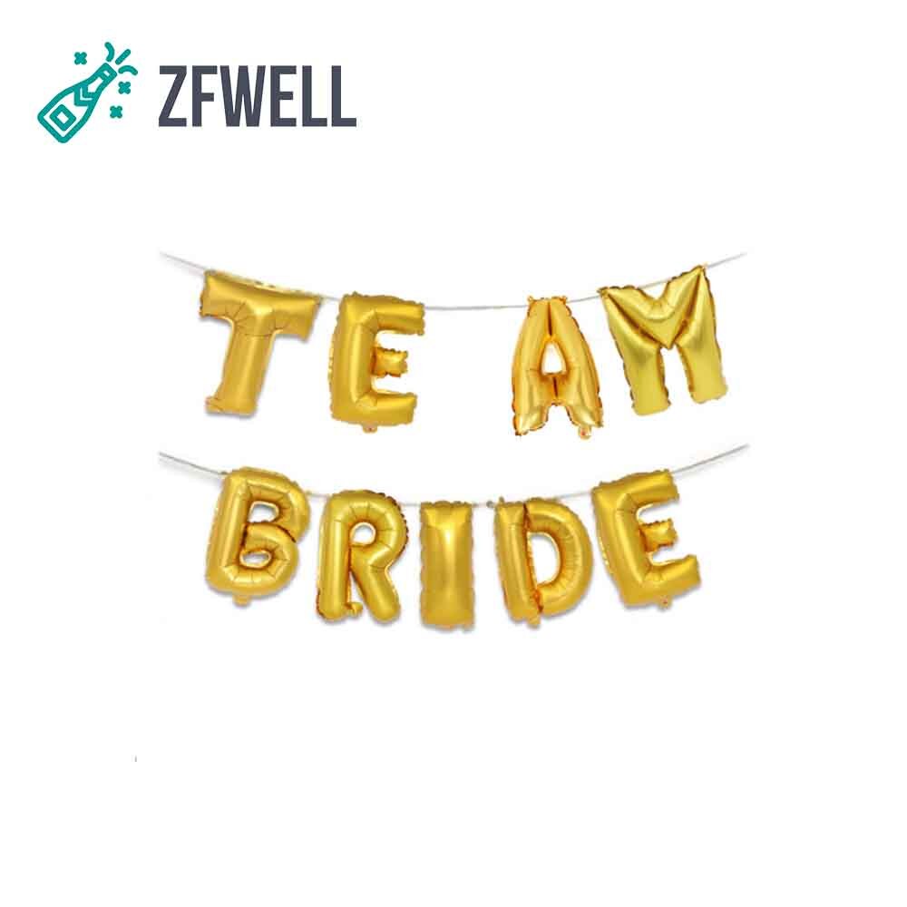 Zfwell 9 st / parti 16 in guld silver ros guld brev brev brud aluminium ballong bachelor party förlovning bröllopsfest supplie 8: Guld-
