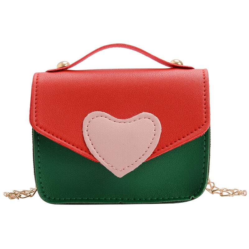 Cute Baby Mini Bag Kawaii Little Girl Coin Wallet Heart Leather Purse Kids Party Hand Bag Accessories Toddler: Red