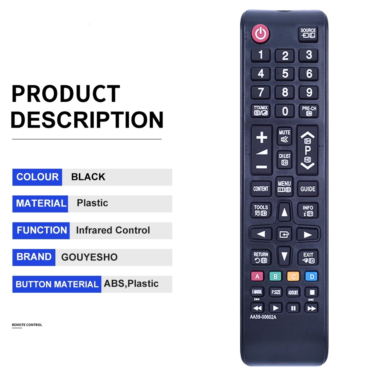 AA59-00602A Remote Control For Samsung LCD LED HDTV Smart TV UE32EH4000W UE32EH4003 UE22ES5000W UE39EH5003W