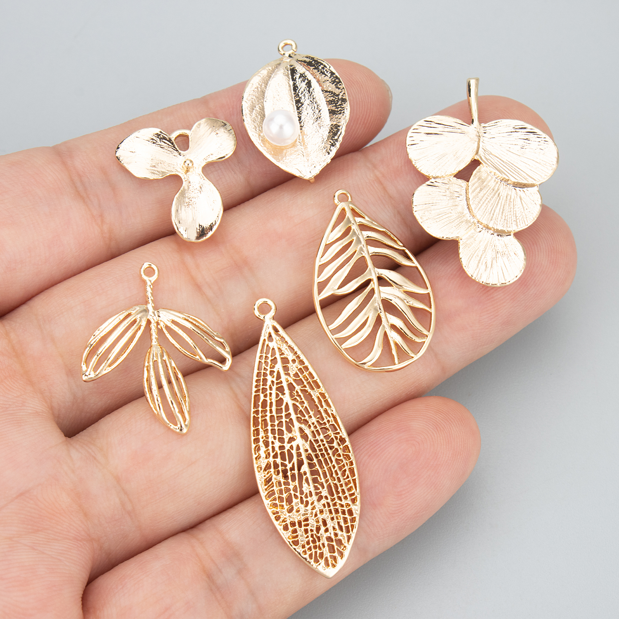 GUFEATHER MD66, sieraden accessoires, 18k goud rhodium plated, koper, bladvorm, sieraden maken, bedels, diy hangers, 6 stks/partij
