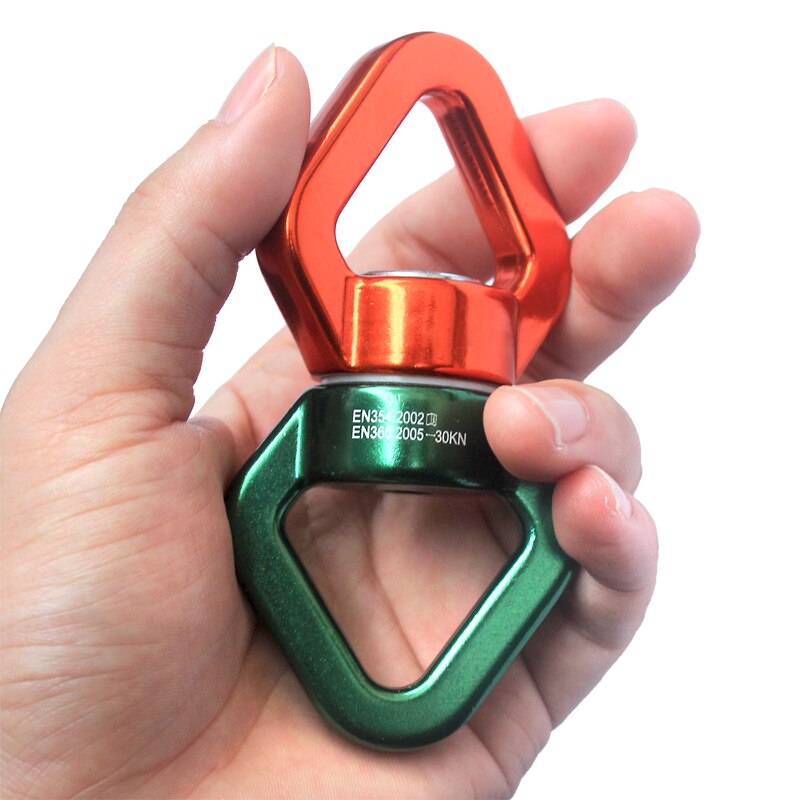 Fitness CLIMB 30KN CARABIN Universal Ring Gimbal Ring Rotary Connector Rotational Hammock Swing Spinner Rope Swivel Connector: SWIVEL Orange-green