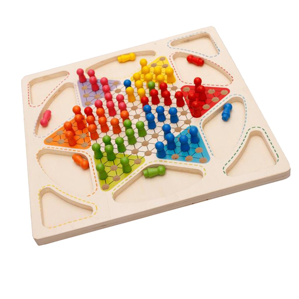 Parent-child Interaction Game Set 2 in 1 Standard Chinese Checkers Aeroplane Chess Camping Trip