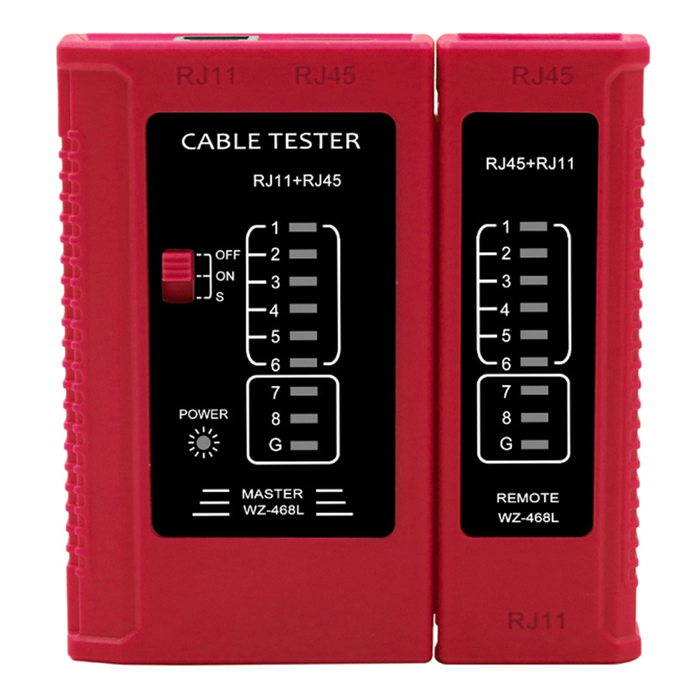 Netværkskabel tester  rj45 rj11 rj12 kat 5 kat 6 utp lan kabel tester detektor fjerntest værktøjer netværk reparation: Rød