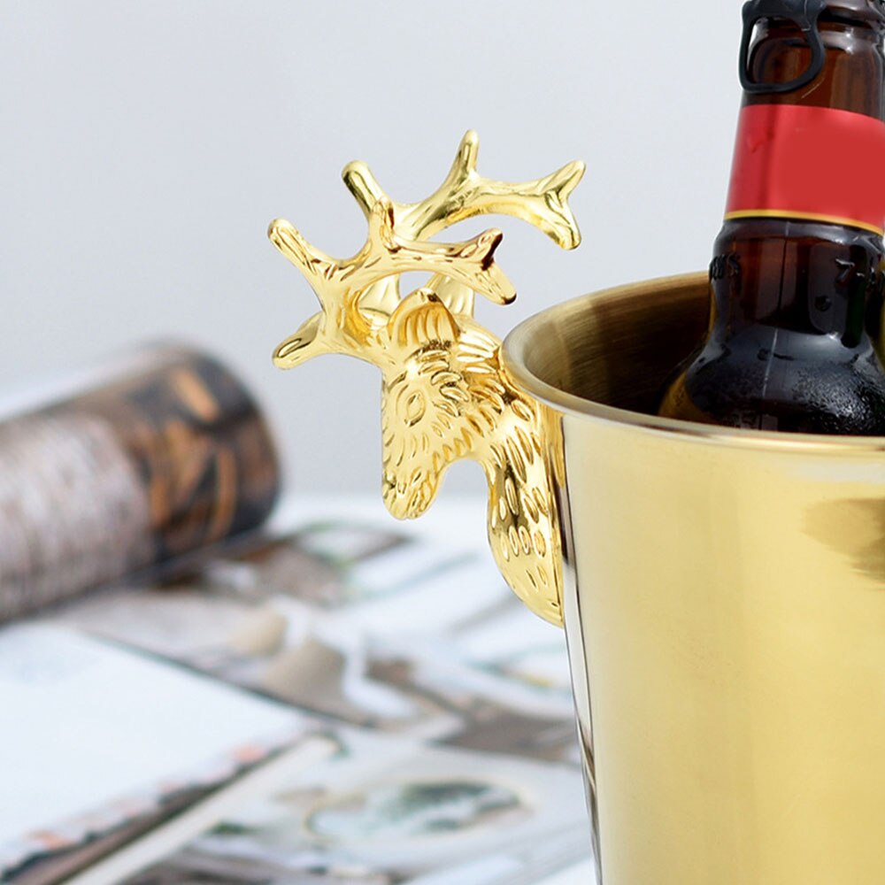 Deer Head Ice Bucket Stainless Steel Electroplating Champagne Wine Ice Bucket Bar Bartender Tools Gadgets Desk Tbale Decoration