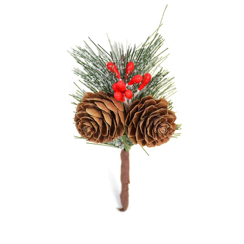 5pcs Christmas Artificial Flower Branches Red Christmas Berry Pine Cone DIY Home Decoration Xmas Party Christmas Tree Ornament: S02