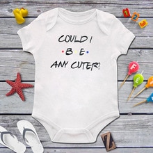 DERMSPE Casual Newborn Baby Boys Girls Short Sleeve Letter Print Could Be Any Cuter Romper Baby Clothes White