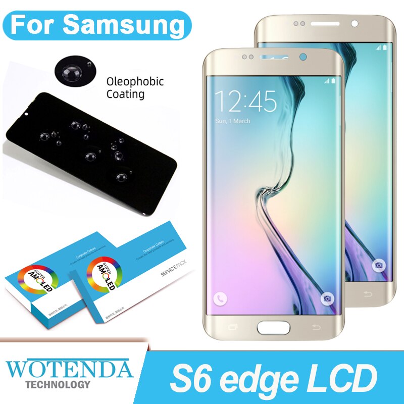 100% Originele 5.1 &#39;&#39;Super Amoled Lcd Touch Screen Digitizer Voor Samsung Galaxy S6 Rand G925 G925F SM-G925F Reparatie onderdelen