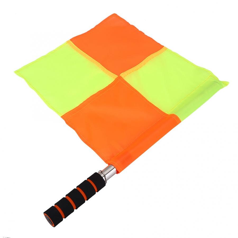 2 st fotboll domarflagga fotboll domare domare linjevakt flagga med förvaringsväska sport match fotboll fotboll hockey träningsverktyg