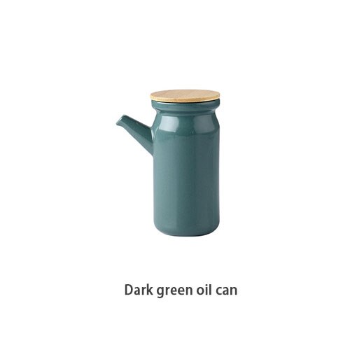 Ceramic Spice Rack Salt Shaker And Pepper Shaker Oil Bottle Set Kitchen Household Supplies For Spices Storage Jar With Cover: Dark green C