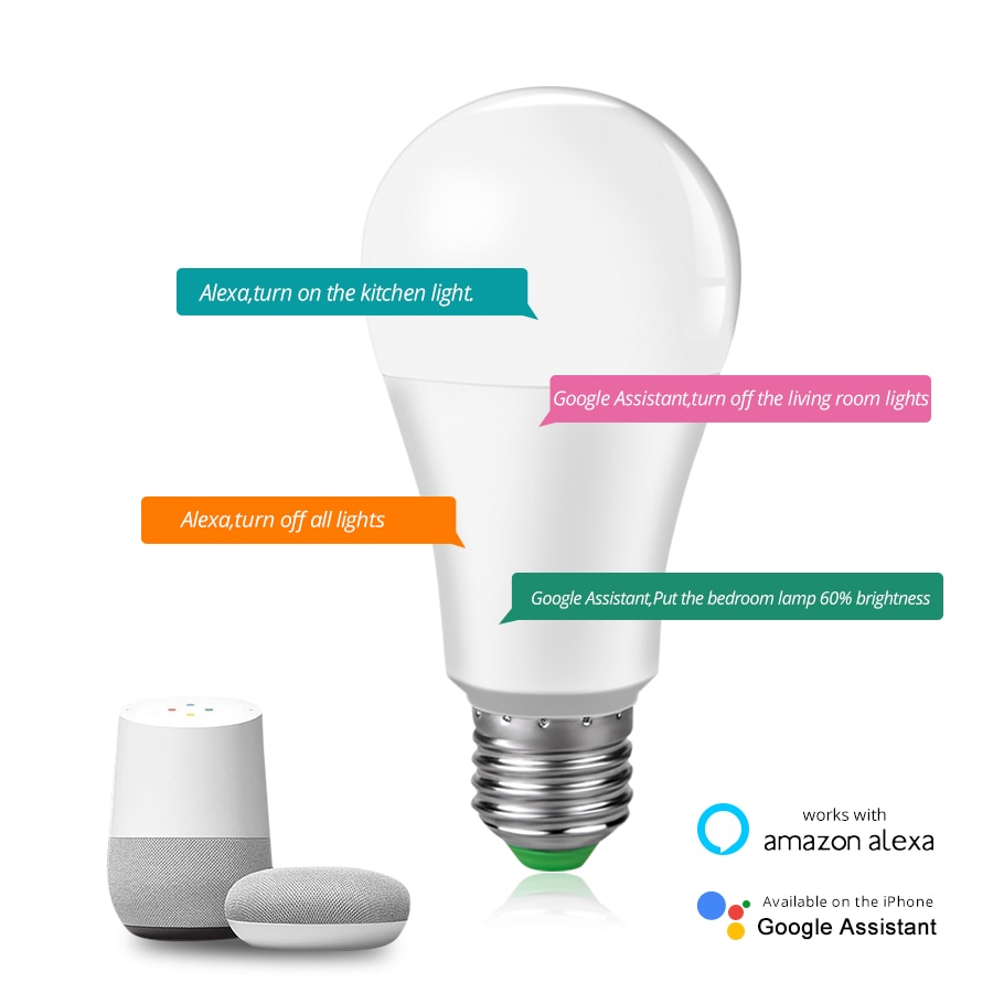 E27 B22 Wifi Clever LED-lampe 15W Intellegent Warnen Beleuchtung Dimmbare LED Lampe App Steuer Arbeit mit Alexa Google assistent