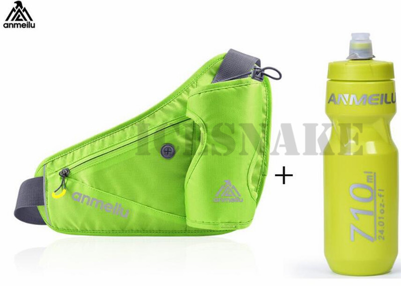 ANMEILU Mannen Vrouwen Running Taille Pack Hydratatie Riem Voor 710 ml Water Flessen Hip Pouch voor Marathon Running Wandelen Fietsen: Green With Bottle