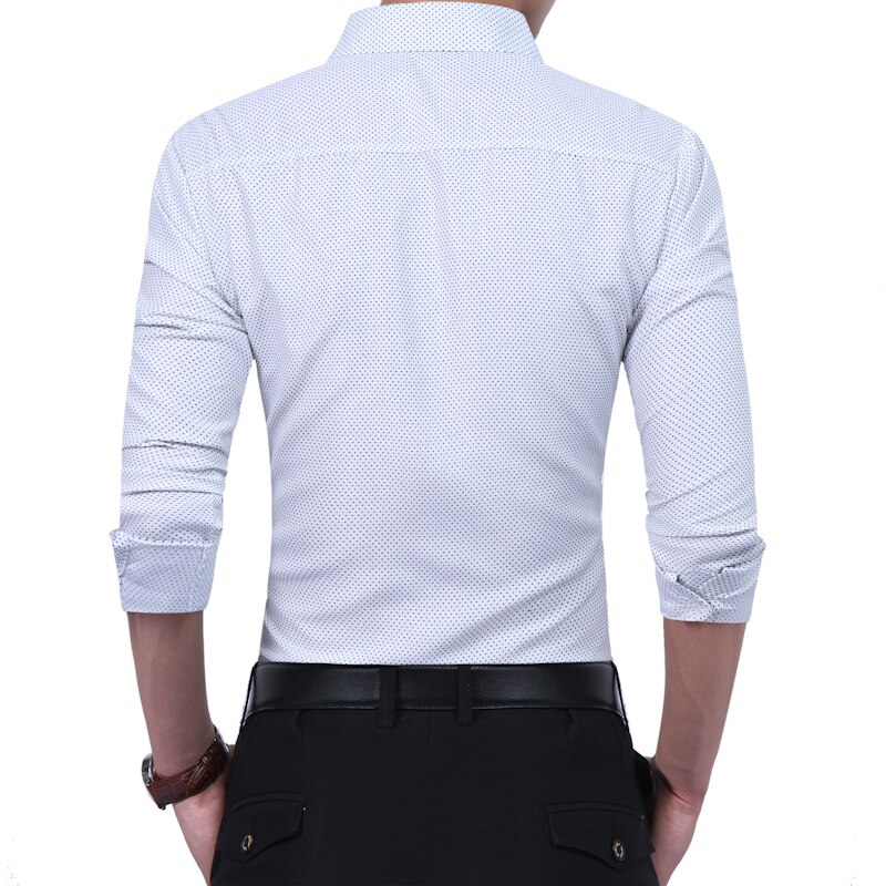 Skjorta män mäns business casual prickig långärmad skjorta ungdom moderiktig england stil herrskjorta kläder