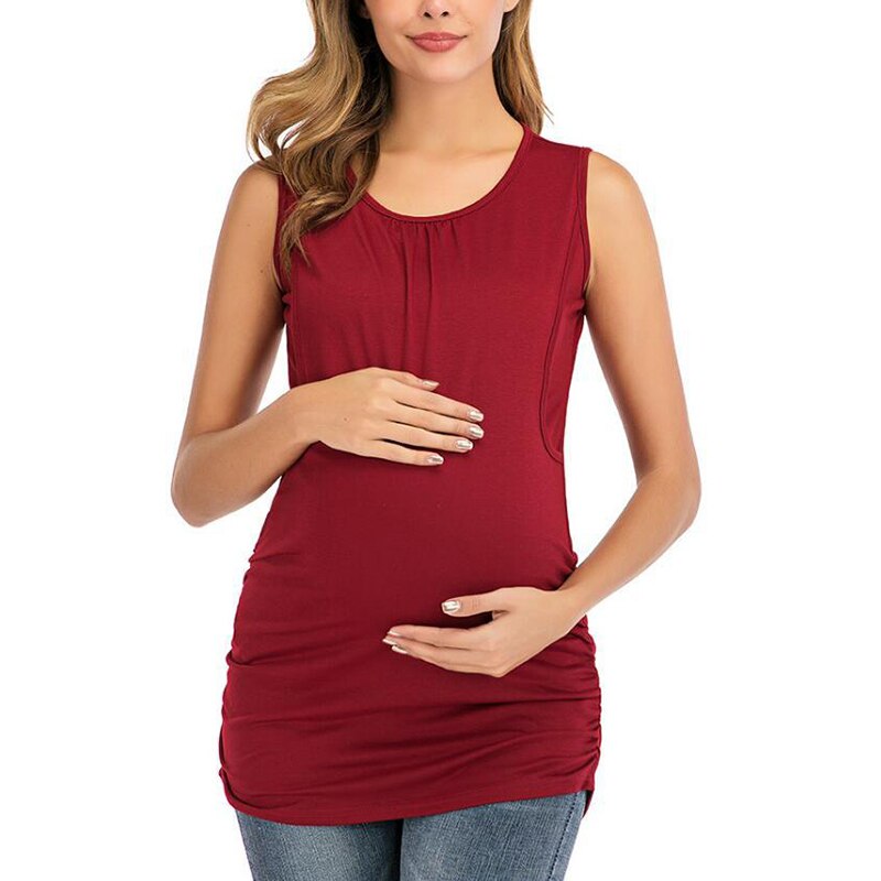 Summer Solid Color Womens Maternity Clothes Tank Tops Sleeveless Breastfeeding Pregnancy Clothing Premama Camis Tops Plus Size