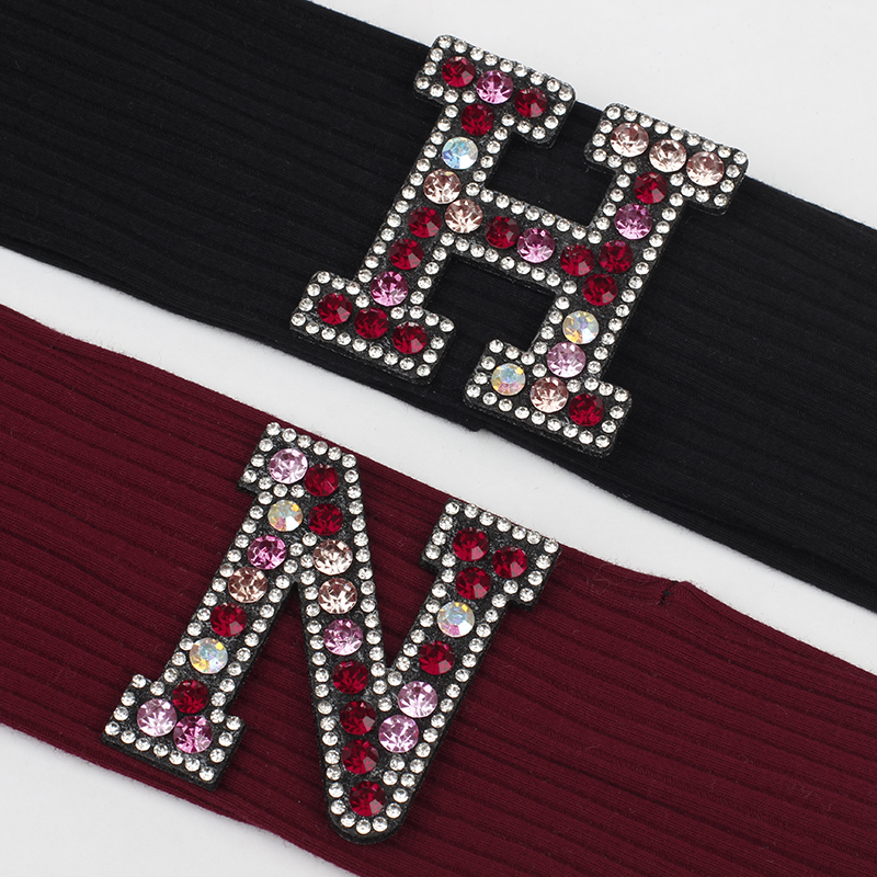 Zomer Casual Mode Vrouwen haarbanden Multi-color Strass brief Katoen Geribbelde hoofdbanden dames Meisjes haaraccessoires