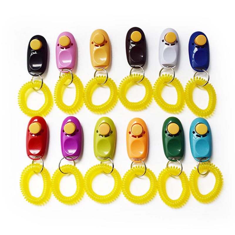 5pcs Pet Cat Dog Training Clicker Portable Dog Button Clicker Sound Trainer Pet Train Tool Wrist Strap Key Chain Accessory