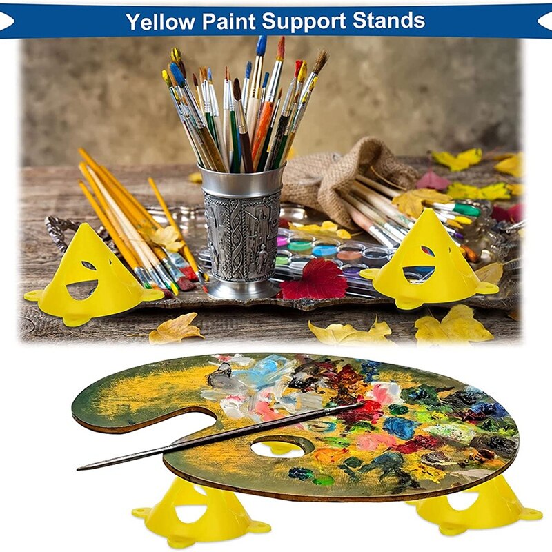 50 PCS Cône Jaune Toile et Porte D&#39;armoire Risers, 3.5 pouces X 2 pouces Pyramide, Peinture Acrylique Supports