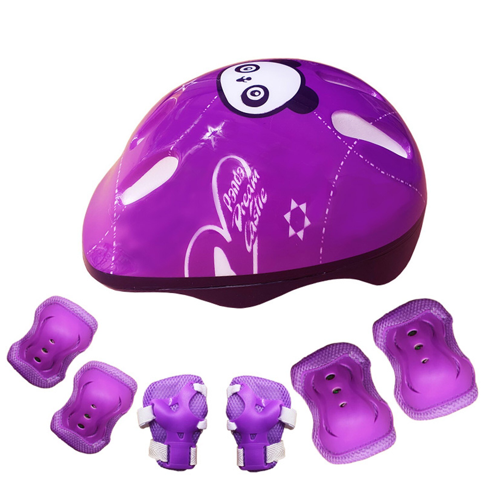 7 Stks/set Kinderen Skateboard Helm Beschermende Apparatuur Kids 7-In-1 Verstelbare Beschermende Knie Pols Guard Elleboog pad Set #40: C