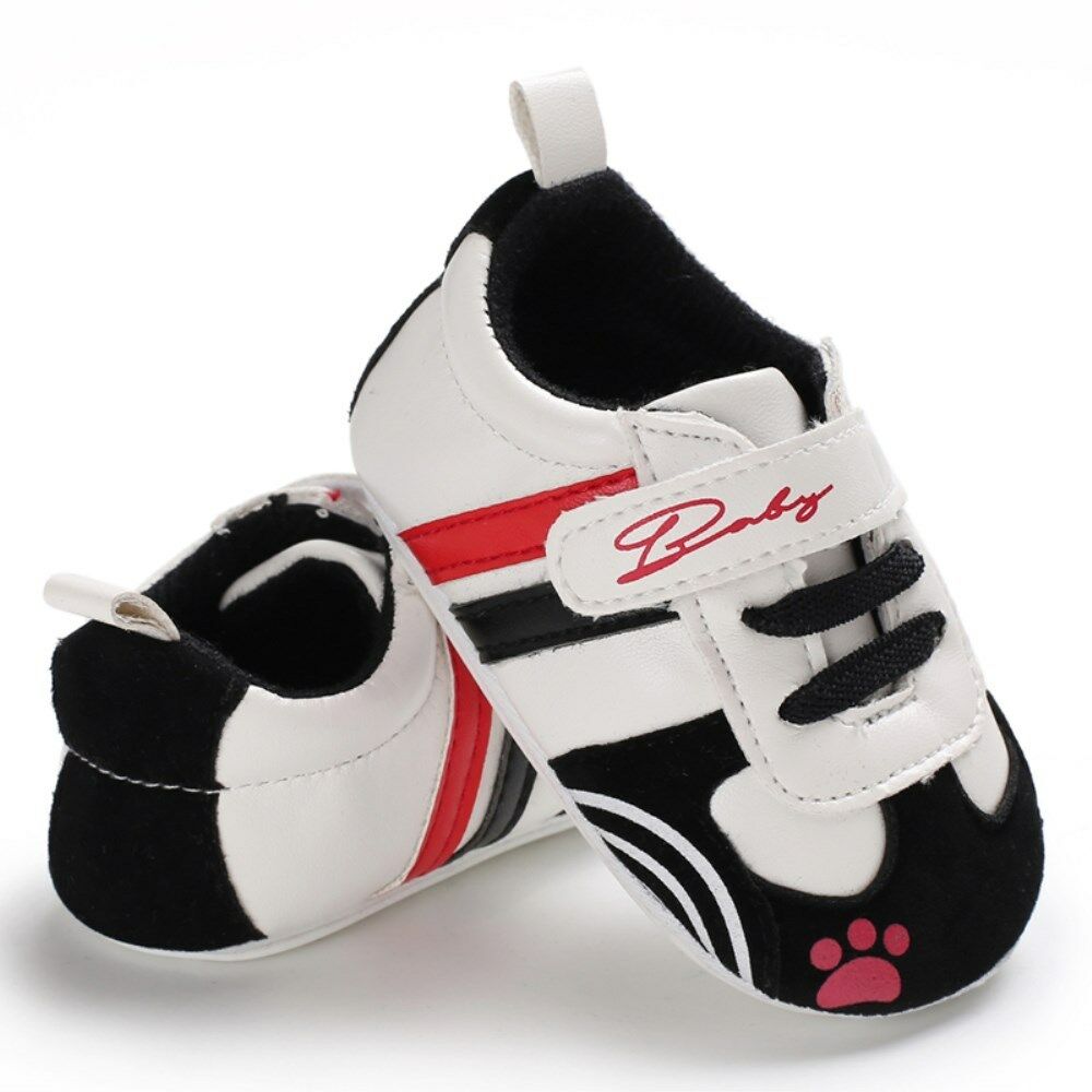 Pudcoco baby casual skor 0-18m baby skor pojke flicka nyfödd mjuka sulor läder spjälsäng mjuk sula sko sneaker: Svart / 13-18 månader