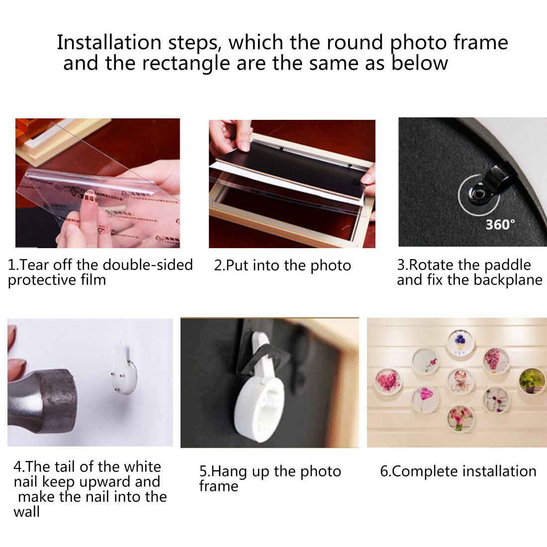 Fotoram tavelram runda ramar för bilder diy hängande vägg fotohållare väggmonterad fotohållare heminredning